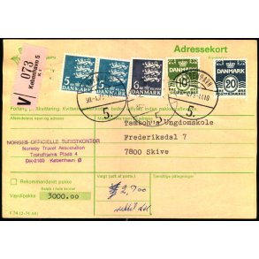 Adressekort - Vrdipakke  - 2 x5 kr - 1x6 kr Rigsvben 10 og 20 re Blgelinie - 30 - 4 - 79