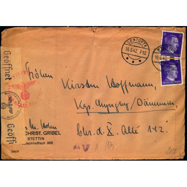 Censurbrev fra Tyskland med Indhold  10 - 6 - 42 - Til Kgs. Lyngby