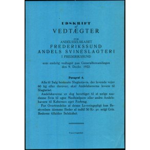 Vedt�gter for Frederikssund Andels Svineslagteri - 1932