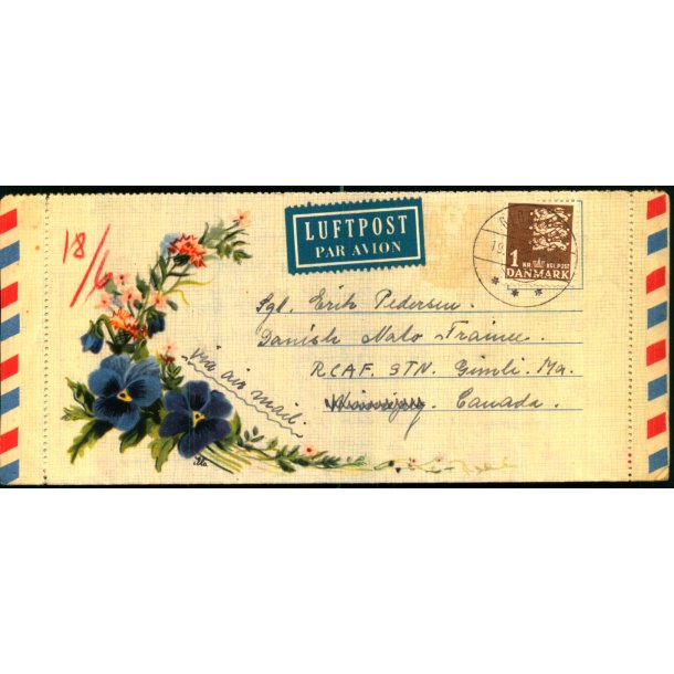 Luftpost Brev fra Danmark til Danish Nato Trainee - Canada - 19 - 6 - 59 