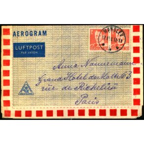 Luftpost Brev fra Danmark til Paris - Frankrig - 17 - 9 - 51