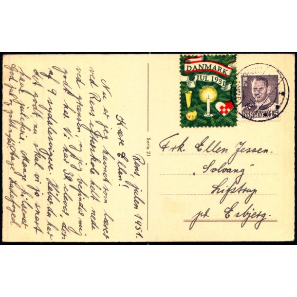 Julemrke 1951 p Postkort