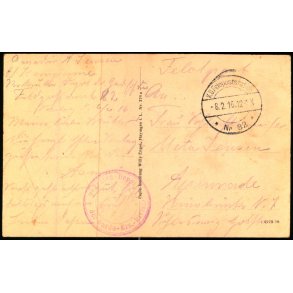 Feldpost - K.D. Feldpoststation   8 -2 -16 - Til Apenrade - Billedside :  Hayingen