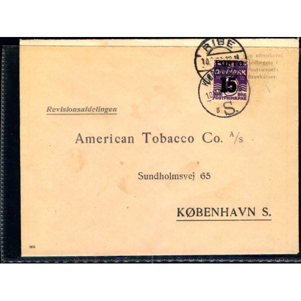 Efterporto - Brev fra Ribe 10 - 1 - 36 til Kbenhavn  - Efterporto 15 re.