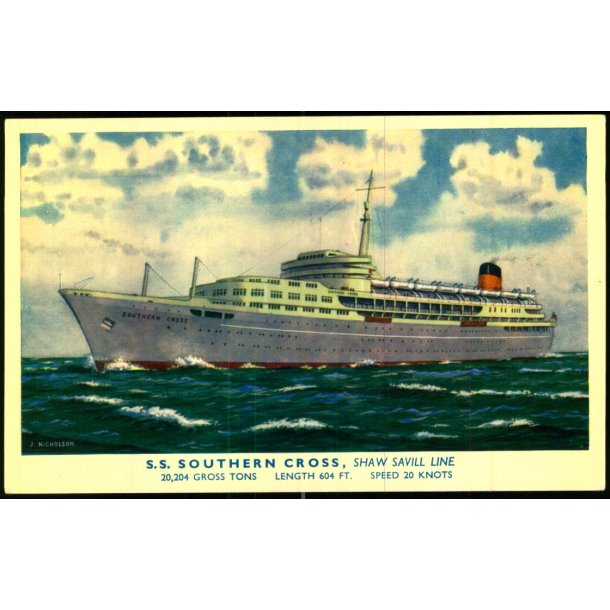 S.S. Southern Cross - Shaw Savill Line - Salmon 5303 - Ubrugt