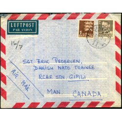 Luftpost Brev fra Danmark til Danish Nato Trainee - Canada - 17 - 7 - 59 - Med indhold.