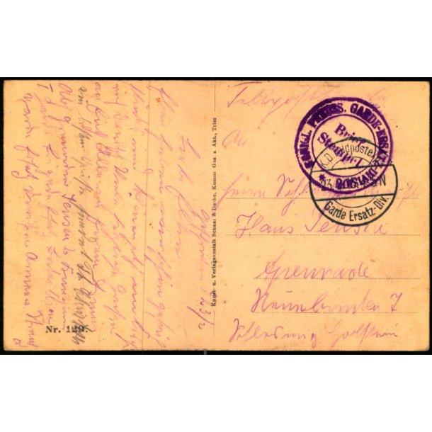 Feldpost - K.D. Feldpostxped.   23 -2 -16 - Til Apenrade - Billedside :  Longuyon