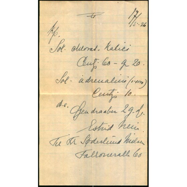 Recept - Apotheket Godthaab - 17 - 5 - 1926