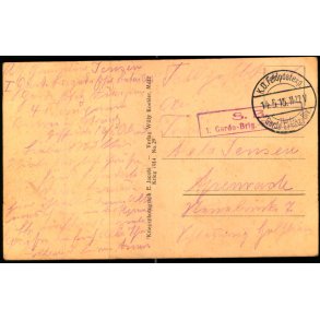 Feldpost - K.D. Feldpostxped.   14 -5 -15 - Til Apenrade - Billedside :  Schlachtfeld von Buzy