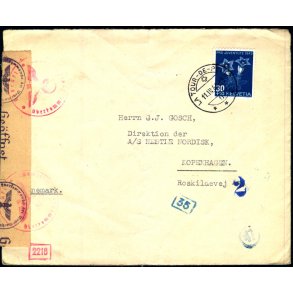 Censurbrev fra Schweiz  11 - 3 - 44 - Til Kbvenhavn