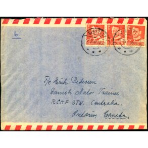Luftpost Brev fra Danmark til Danish Nato Trainee - Canada - 7 - 9 - 58 - Med indhold.