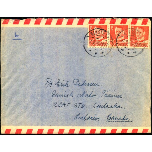 Luftpost Brev fra Danmark til Danish Nato Trainee - Canada - 7 - 9 - 58 - Med indhold.