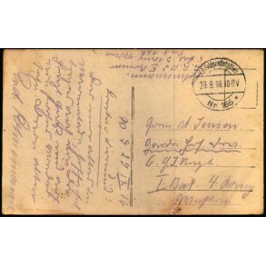 Feldpost - K.D. Feldpoststation  29 - 9 - 16  - Til Morften - Billedside : Foto