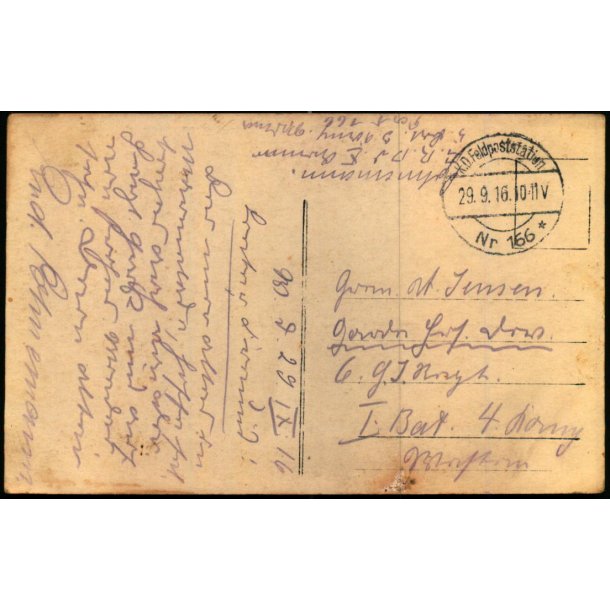 Feldpost - K.D. Feldpoststation  29 - 9 - 16  - Til Morften - Billedside : Foto