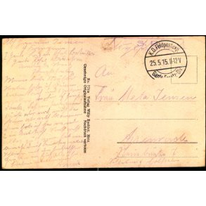 Feldpost - K.D. Feldpostxped.   25 -5 -15 - Til Apenrade - Billedside :  Dorfstrasse in Loupmont