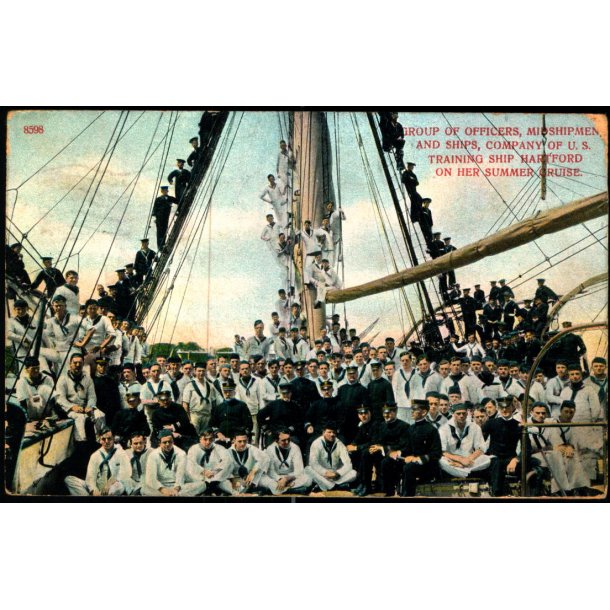 Group of Officers - Midshipmen and Ships compagny ofU.S. Traning Ship "Hartford" -Brugt