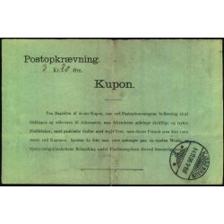 Postopkrvning 3 Kr 20 re - Kupon - 1896 