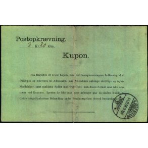 Postopkrvning 3 Kr 20 re - Kupon - 1896 