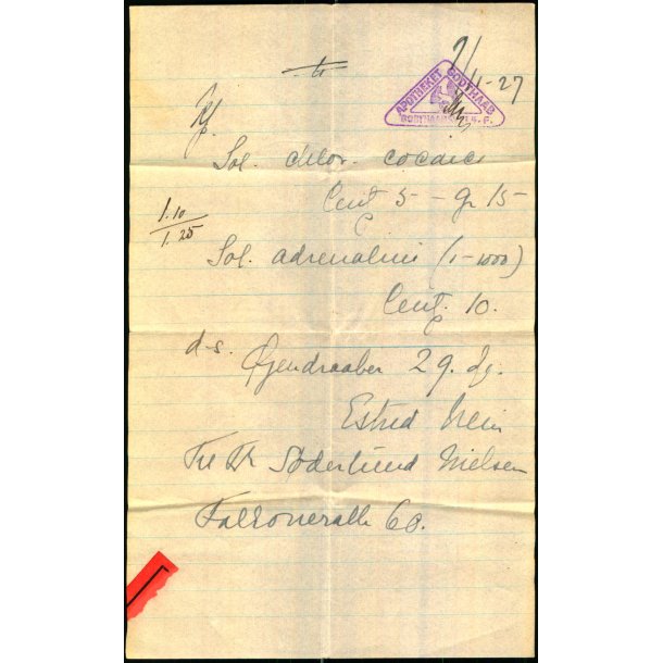 Recept - Apotheket Godthaab - 1 - 11 - 1927