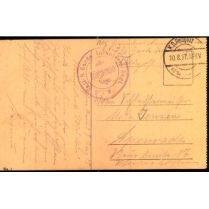Feldpost - K.D. Feldpost  10 - 8  -17 - Til Apenrade - Billedside : Wilna