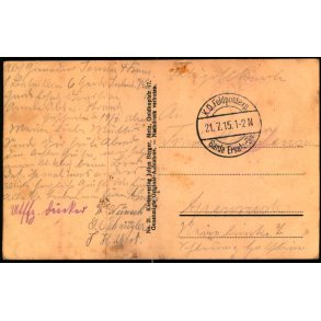 Feldpost - K.D. Feldpostxped.   21 -7 -15 - Til Apenrade - Billedside : Pont--Mousson