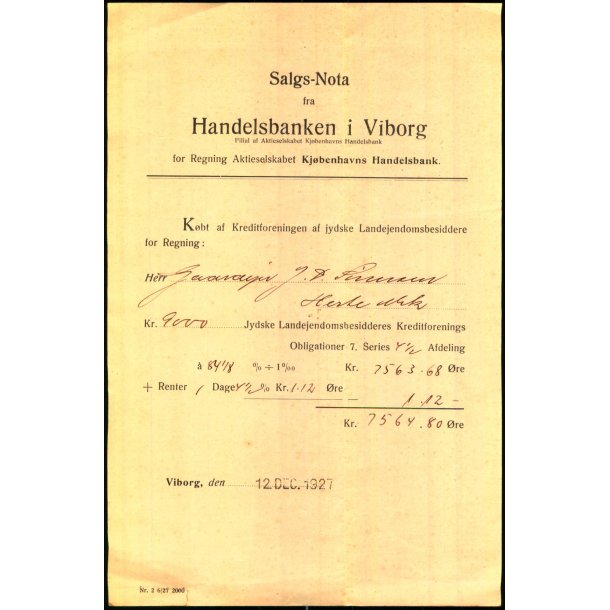 Handelsbanken i Viborg - 1927