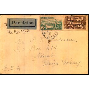 Luftpost Brev fra Frankrig til Kenya - 4 - 10 - 36