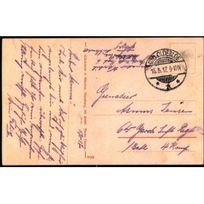 Feldpost - Dad Oldesloe  15 - 5 -17 - Til 1. Batl. 4. Komp.  - Billedside : Bad Ofdenloe