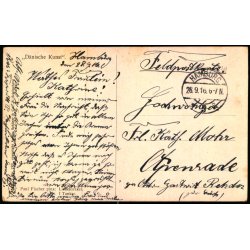 Feldpost - Hamburg 28 - 9 -16 - Til Apenrade  - Billedside : Kunst