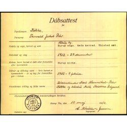 Daabsattest - Thorvald,Jakob,Peter,K�bke - 1912