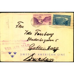 Luftpost Brev fra Canal Zone til Sverige  - ? - ? - ?