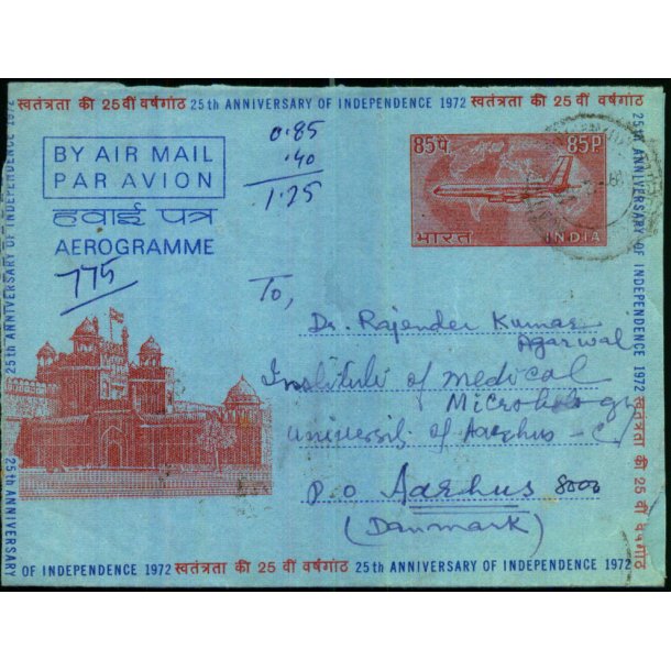 Luftpost Brev fra Indien til Danmark - 19 - 2 - 75