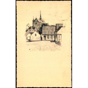 Haderslev - Vor Frue Kirke set fra Pr�stegaarden - Algreen Petersen 62983 - Brugt