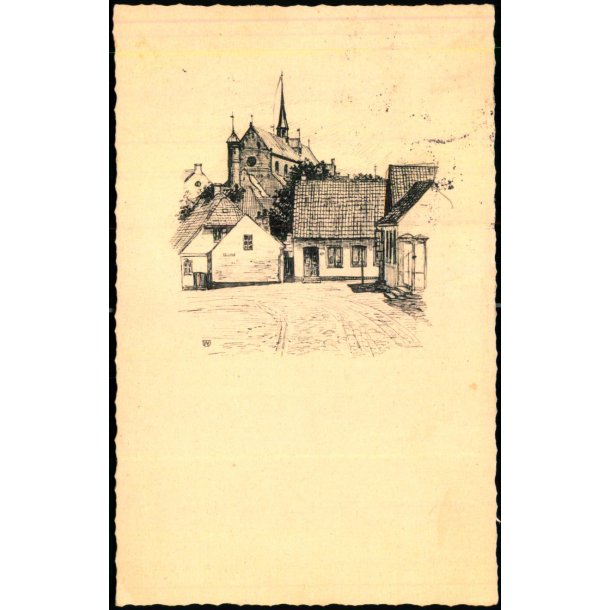 Haderslev - Vor Frue Kirke set fra Pr�stegaarden - Algreen Petersen 62983 - Brugt