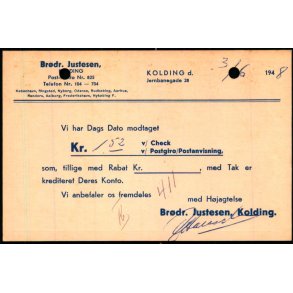 Brdr.Justesen - Kolding - u/n - Ubrugt - Arkivhuller !