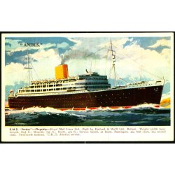 R.M.S. Andes- Royal Mail Lines - Valentoine 1957 - Ubrugt