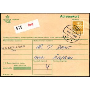 Adressekort fra Tarm  - 10 kr. Rigsvben 12 - 5 - 79