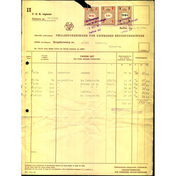 F.D.B. - Cigarer - 1954