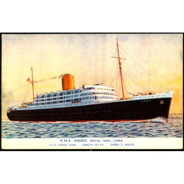 R.M.S. Andes- Royal Mail Lines - Salmon 5185 - Ubrugt