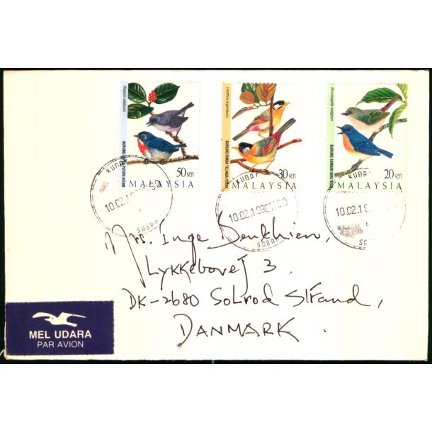 Luftpost Brev fra Malaysia til Danmark  - 10 - 2 - 98