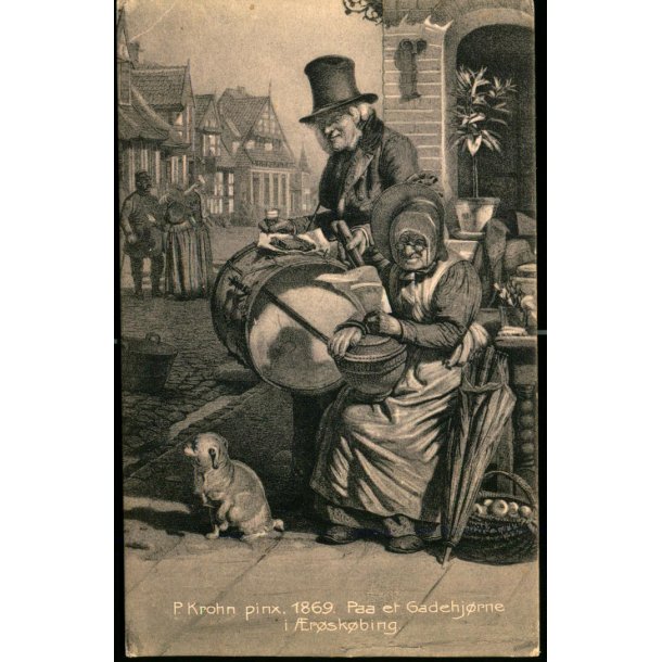 P. Krohn Pinx. 1869 - Paa et Gadehj�rne i �r�sk�bing - C. Th. Creutz 374 - brugt