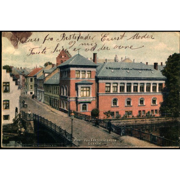 Parti fra Frederiksbroen - Odense - H. Nielsens Cigar og Tobaksfabrik - C. A. Mortensen og Co - u/n
