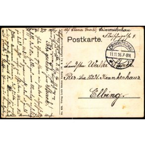 Feldpost - Crimmitschau  11 - 11 -16 - Til Elbing - Billedside : Alterburger Bauerntrachen.
