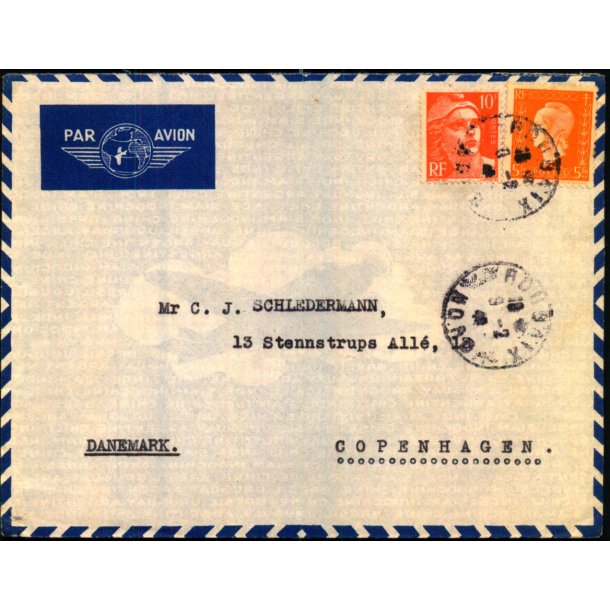 Luftpost Brev fra Frankrig til Danmark - 8 - 2 - 46