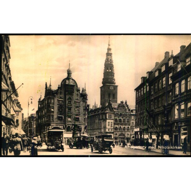 K�benhavn - Amagertorv med Nikolaikirken - K�benhavns Telefon Kiosker u/n - Ubrug - Har v�ret kl�bet