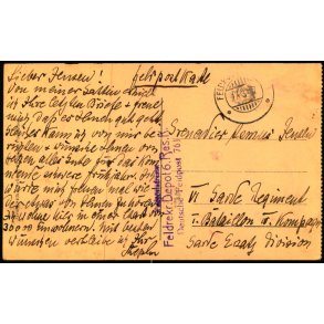 Feldpost - Feldpost   12 -3 -17 - Til  4. Komp - 1. Batl. - Billedside : Douai