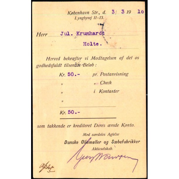 Danske Oliemller og Sbefabrikker - Kbh.K  - u/n - Brugt.