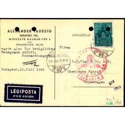 Censurpostkort fra Ungarn   15 - 6 - 41 - Til Kbenhavn