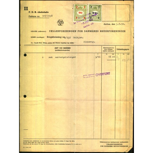 F.D.B. - Chokolade - 1952