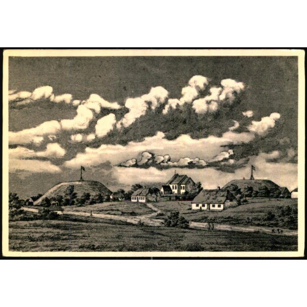 Jelling omkring 1850 - set fra �st - Turist Kiosken 14330 - Brugt